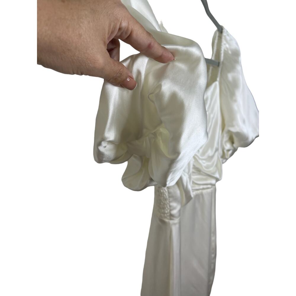 Amanda Uprichard Santucci Silk Dress Ruched Smocked Cocktail Party Bridal Small - Picture 8 of 11